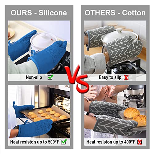 Oven Mitts and Pot Holders 6pcs Set (Royal Blue)