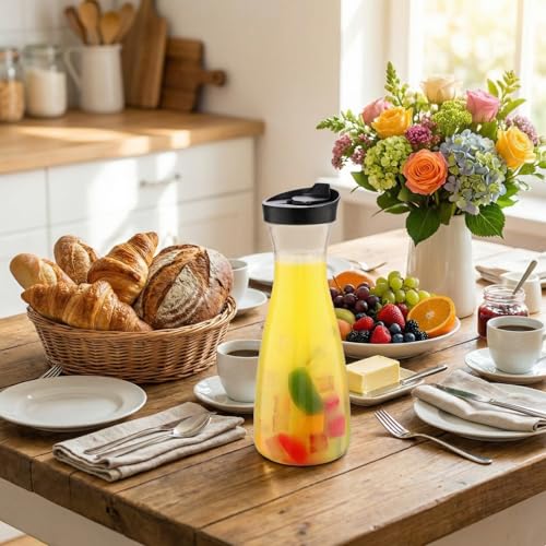 6 Pcs Plastic Carafe with Flip Top Lid (20 oz)