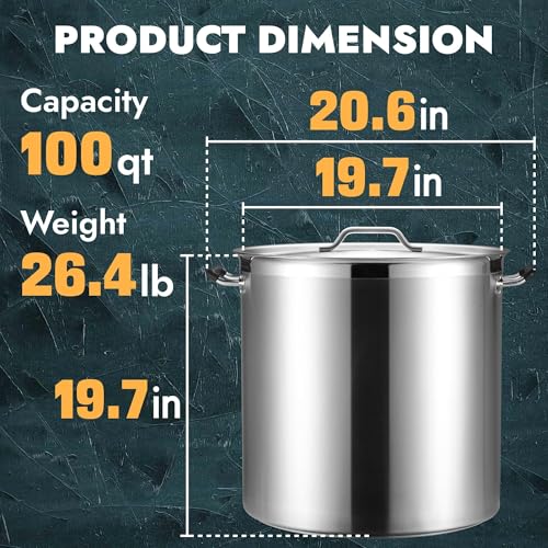 100 Quart Heavy Duty Stock Pot with Lid (100 Quarts)