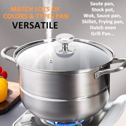 Glass Lid for 12 Inch Stainelss Steel Cast Iron Skillets Frying Pans (12" / Stainless Steel Rim & Handle)