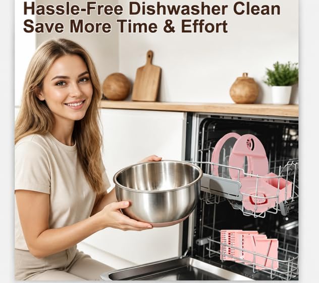 Stainless Steel Salad Spinner Large with 5 Blades Slicer (Pink-accessory)