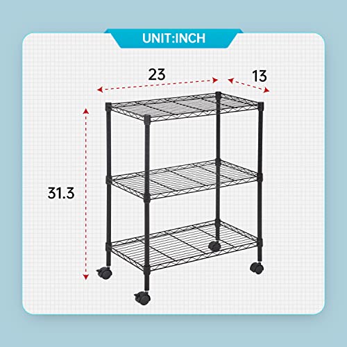 3 Tier Wire Shelf with Wheels