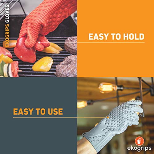Ekogrips Premium Heat Resistant BBQ Grilling Gloves for Indoor and Outdoor Cooking (XX-Large / Orange)