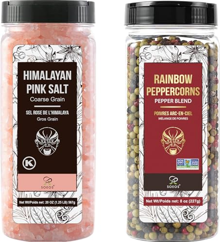 Pink Salt 20 Oz + Rainbow Peppercorns 8 Oz (14 Ounce (Pack of 2))