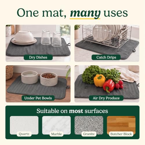 Cuisinart Dish Drying Mat for Kitchen Counter (Geostripe Dark Gray)