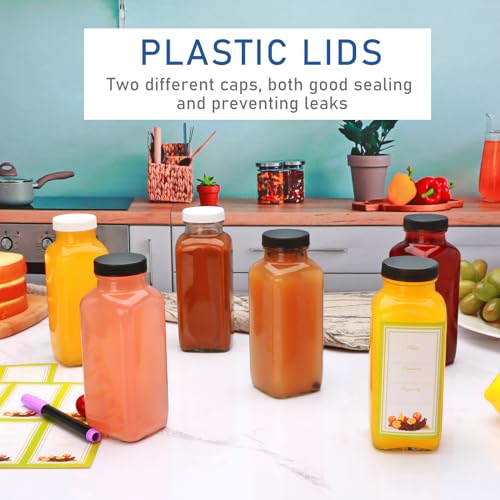 12PCS Juicing Bottles Reusable Glass (12 Ounces)