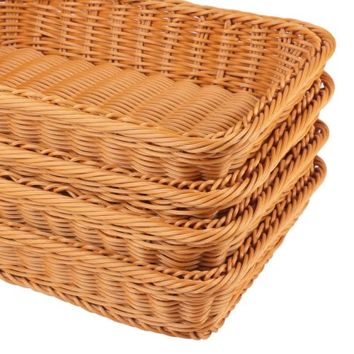 6 Pack 12 Inch Brown Poly Wicker Bread Baskets (6 Pack 12 Inch Brown)