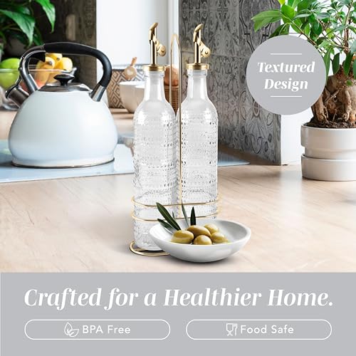 Glass Olive Oil Bottle Dispenser (Champagne Bubbles / Clear)
