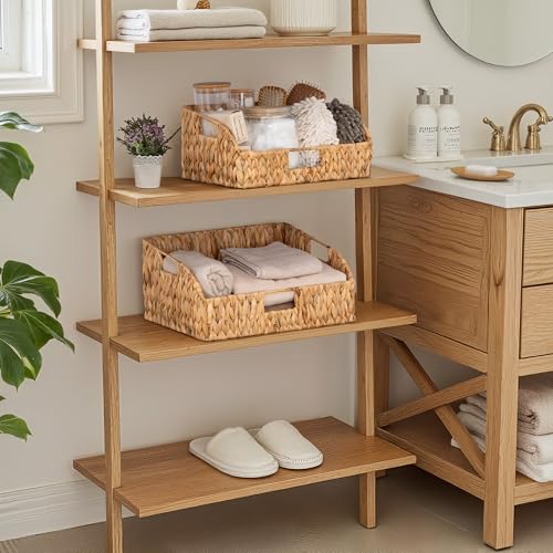 Pantry Baskets for Organizing (Natural(Water Hyacinth) / 15¾"L x 11"W x 7½"H + 14¼"L x 9¾"W x 6¾"H)