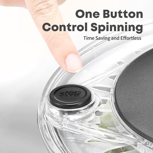 5.3Qt Stainless Steel Salad Spinner with Stop Button (Black)