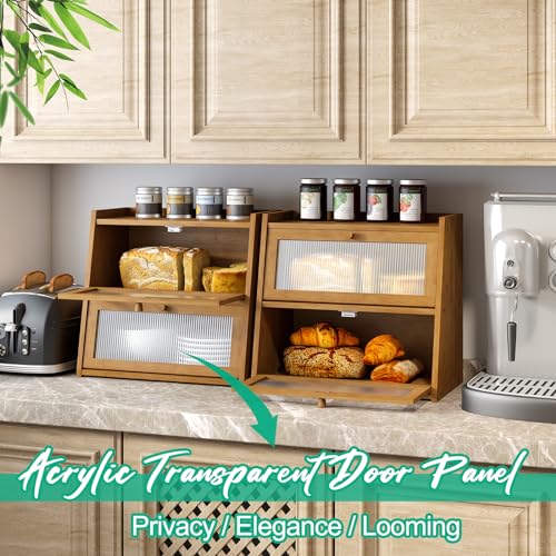 Bread Box for Kitchen Counter (Brown / Large-2_Tier)