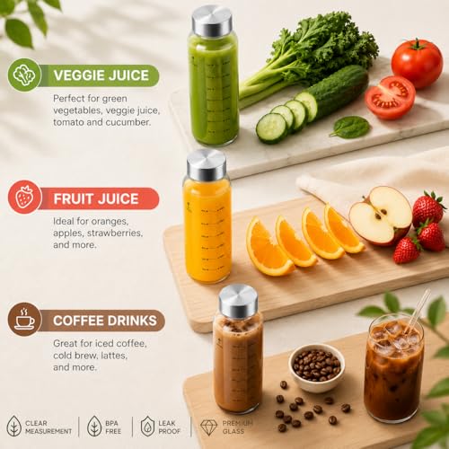 Clear Glass Bottles with Lids (Glass Bottles 4 pack / 18 Ounces)