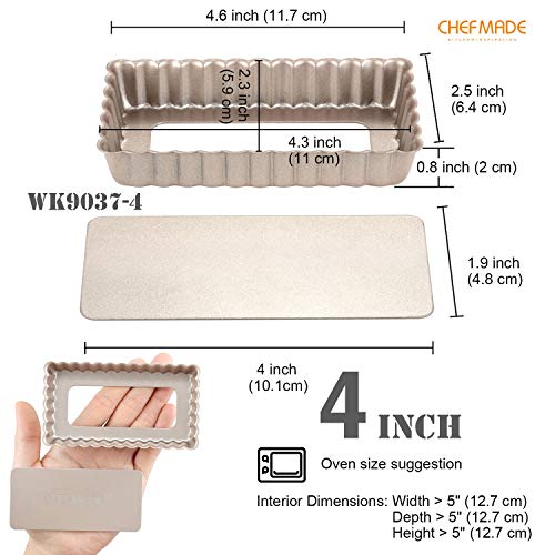 Mini Rectangle Tart Pan Set (2" x 4" 4Pcs)
