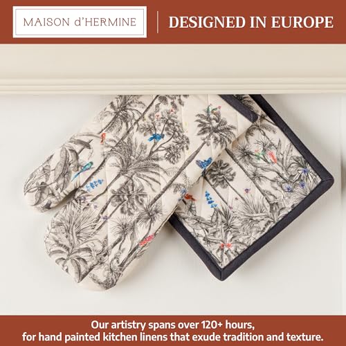100% Cotton Oven Mitt & Pot Holder Set (021 - Amazonia / 7.5" x 13" & 8" x 8" (Oven Mitt & Pot Holder))