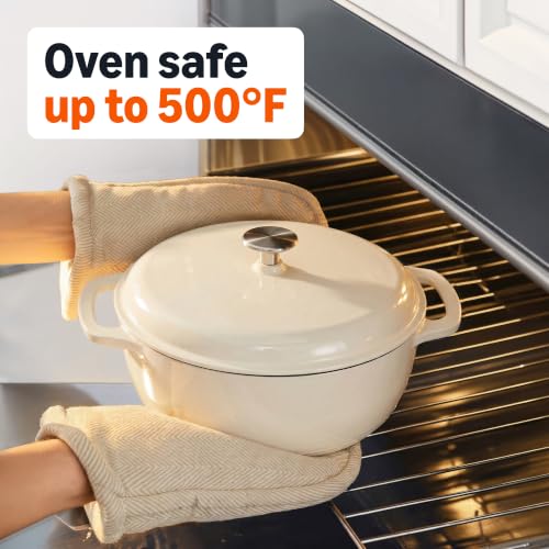 Enameled Cast Iron Dutch Oven Pot with Lid (White / 7.3-Quart)
