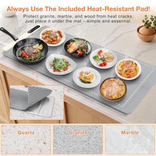 Extra Large Warming Mat for Food (XX Large Size: 36"x16" / Gray)