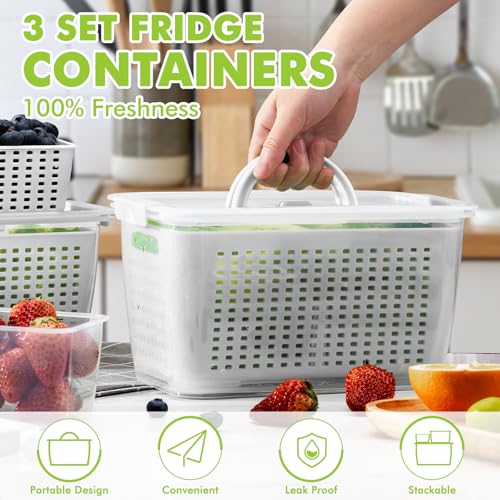 Produce containers for fridge (3pack white)