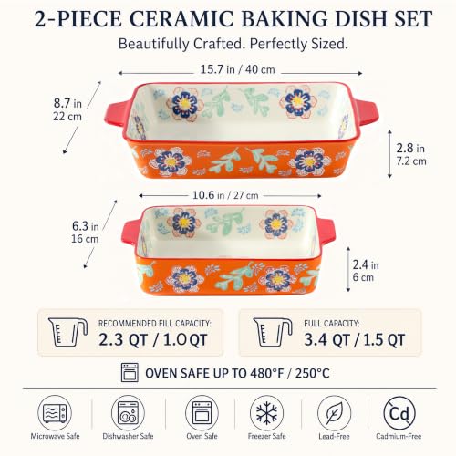 Ceramic Baking Dish Set (Warm Designed Orange)