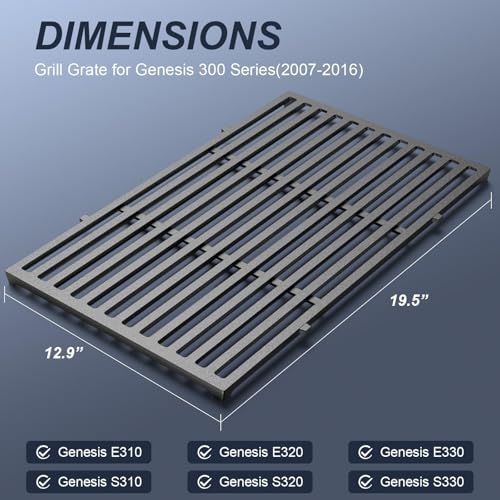 19.5" Grill Parts for Weber Genesis Grill Grates for Weber Genesis 300 Series Genesis E310 E320 E330 S310 S320 S330 EP310 Cast Iron Cooking Grates Replacement for Weber Parts 7524 7528 (19.5" x 25.8" - 7524 Genesis 300)