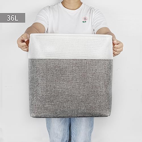13x13 Cube Storage Bins (Gray / Off-White / Cube - 13"x13"x13")
