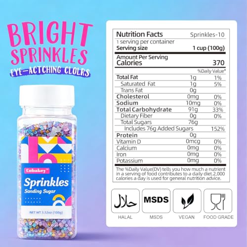 Unicorn Sanding Sugar Edible Glitter Stars Mix (Unicorn)