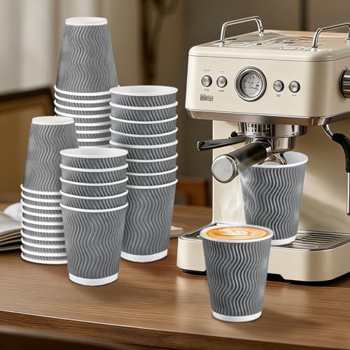 120 Pack 10 oz Coffee Cups Disposable Insulated Paper Cup Gray (Gray / 10 oz-120)