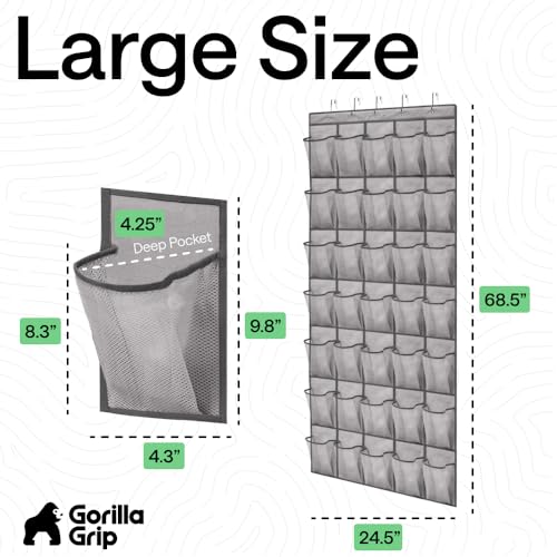 Over the Door Shoe Organizer (Grey / 35 Pockets/5 Hooks)