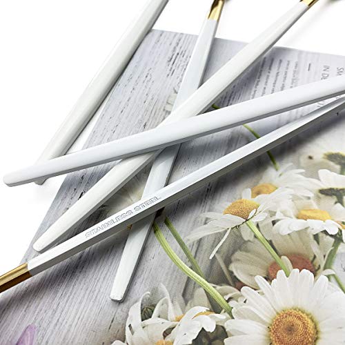 20 Piece Stainless Steel Satin Finish Flatware Set (Service for 4 / White Gold)