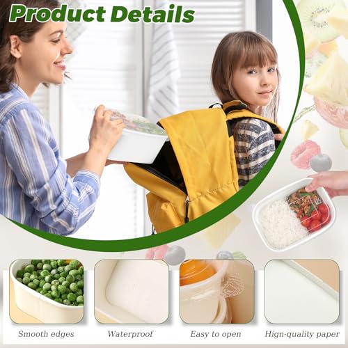 50 Pack 35oz Disposable Meal Prep Containers with Lids & Forks (35oz 50 Count / White Kraft Paper)