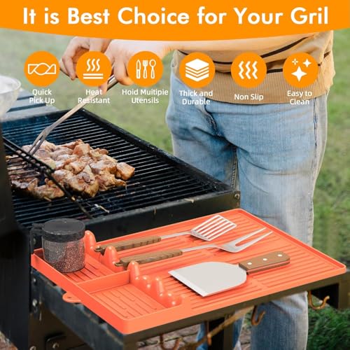Silicone Griddle Tool Mat for Flat Top Grills (Orange-2Pcs)