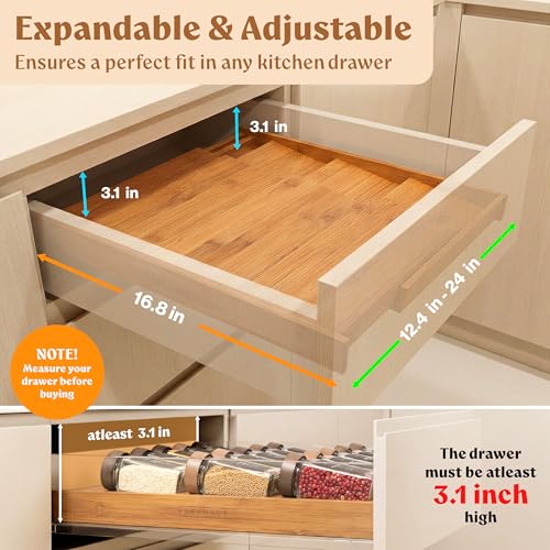 Carbonized Bamboo Spice Drawer Organizer (Carbonized Bamboo)