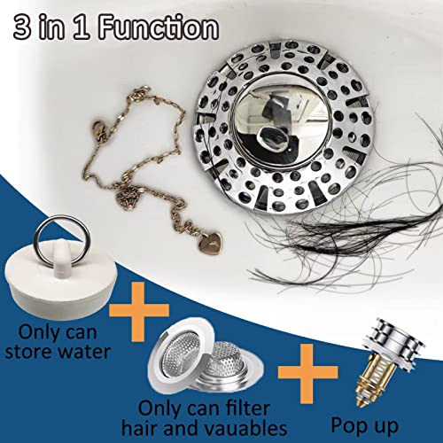 Tub Stopper Bathtub Drain Stopper Plug (Chrome Silver)