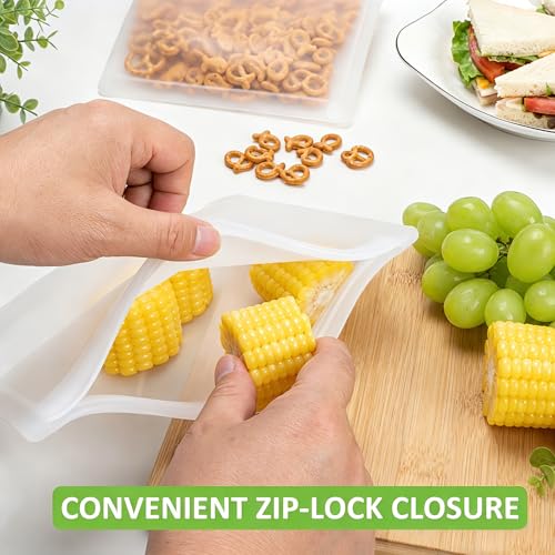 Reusable Sandwich Bags & Snack Bags Set (Translucent | S+XS | 8 Pack Flat)