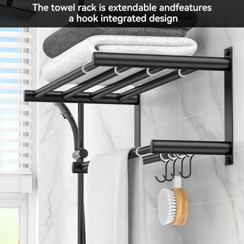 Black Adjustable Black Towel Bar for Bathroom Wall Mount17