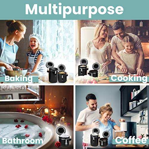 4 Piece Ceramic Kitchen Canisters Set (Black)
