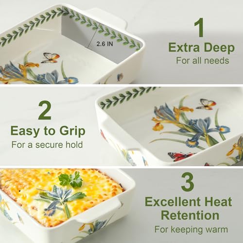 Ceramic Iris Baking Casserole Dish with Handles (Iris)