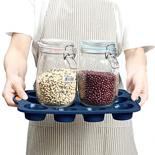 8 in 1 Silicone Baking Set (8-Piece Baking Set (6 Cake Molds, 2 Baking Mats) / Navy Blue)