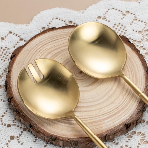 8 Piece Gold Salad Serving Set (Salad Servers Set include 6 Forks gold)