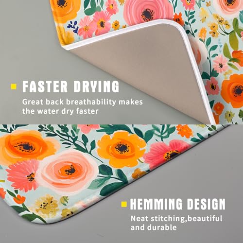 Spiral Flower Dish Drying Pad (Spring Flowers / 18" x 16")