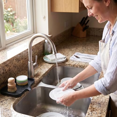 Silicone Soap Dish with Drain Spout (Black / M(9.6"×5.3"))