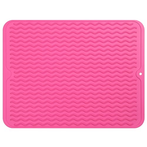 Silicone Dish Drying Mat (Rose / 16"L x 12"W)