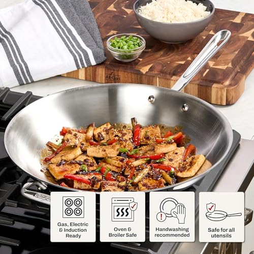 D3 Stainless Steel 14" Wok Pan with Lid (14 inch)