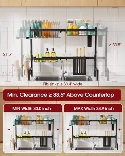 Over The Sink Dish Drying Rack (Black / Standard - 3 Baskets)