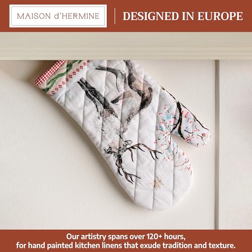 Maison d'Hermine Oven Gloves 100% Cotton Oven Mitt (116 - Rural Christmas / 7.5" x 13" (Oven Mitt))