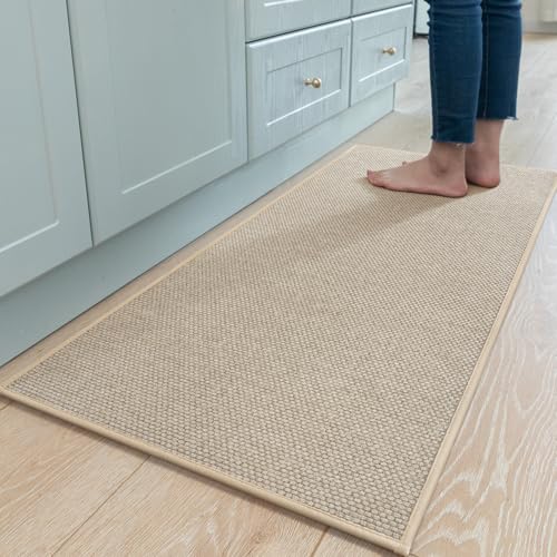 Kitchen Rugs and Mats Non Skid Washable (20"x47" (1 Rug) / Light Beige)