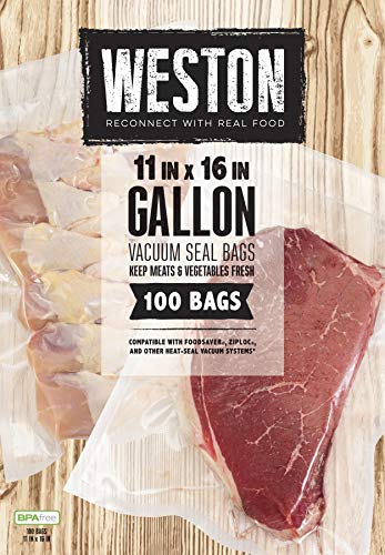 11" x 16" Gallon Vacuum Sealer Bags For Meal Prep & Sous Vide (100 Count, Clear / 11" x 16" (Gallon))