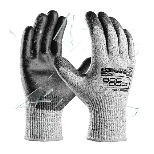 12 Pairs A4 PU Cut Resistant Safety Work Gloves with Grip (12 Count)