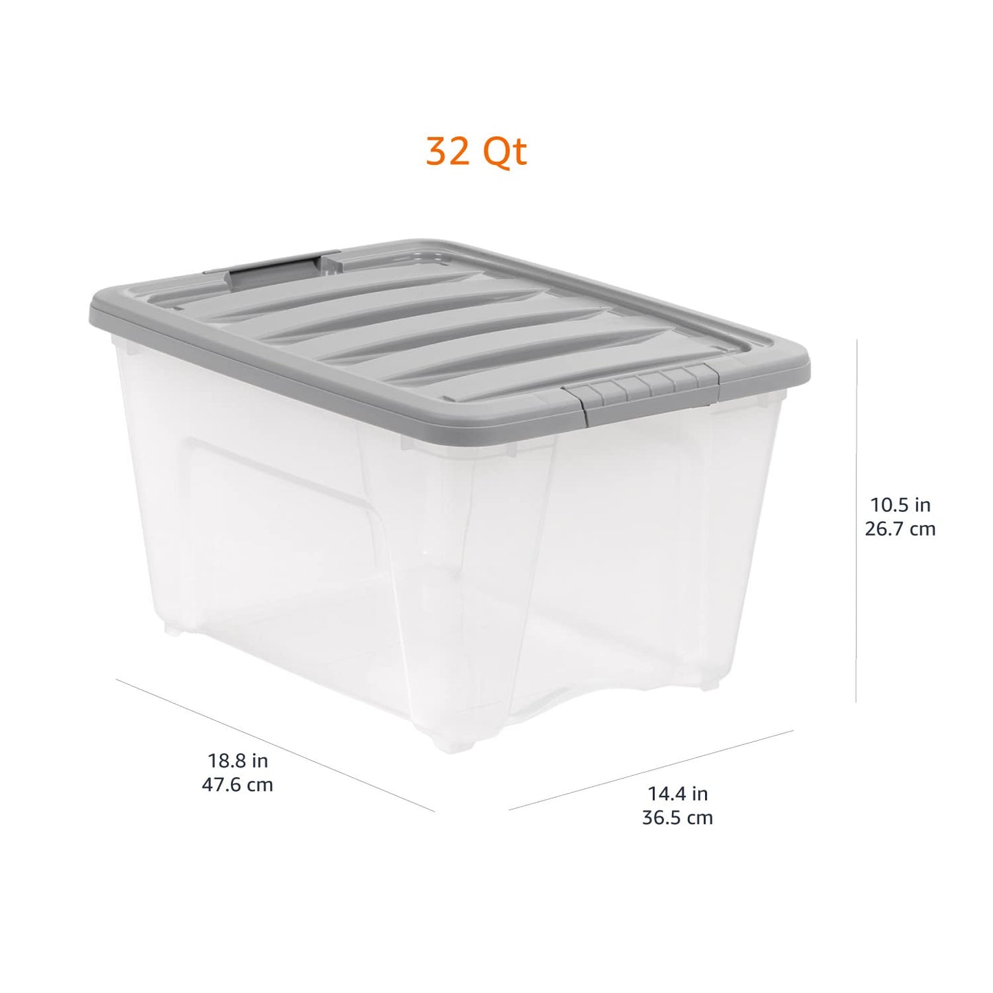 Plastic Storage Containers with Secure Latching Lids (32 Qt. - 6 Pack)