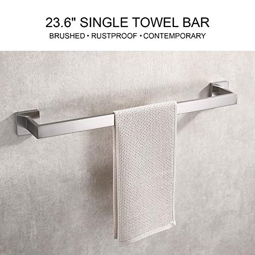 23.6 Inch Black Single Towel Bar Rack (Brushed Nickel / 23.6-Inch)