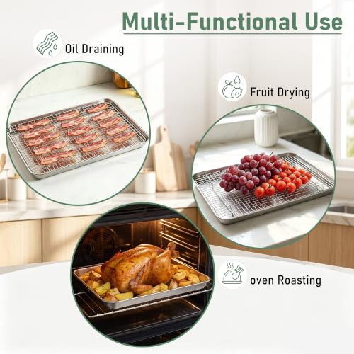 Large Baking Sheet with Wire Cooling Rack (20*14 Inch)